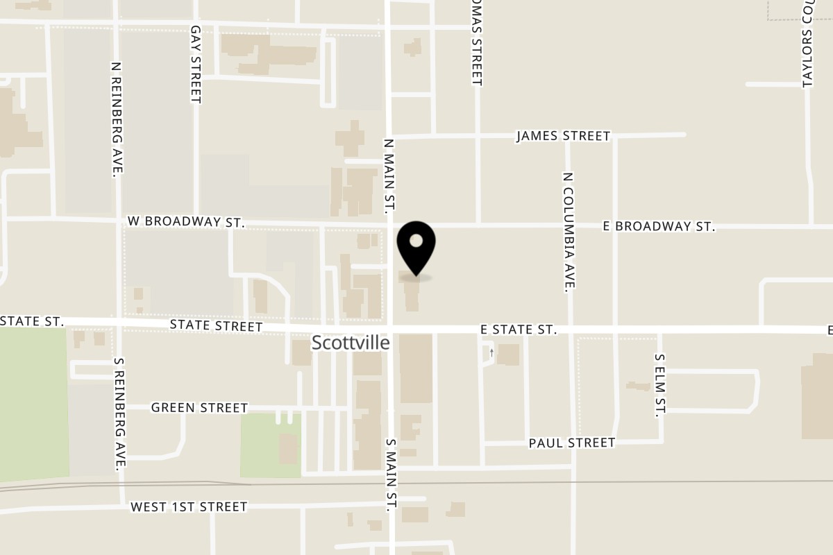 Map showing the location of North Country Cafe on 110 Main St N in Scottville